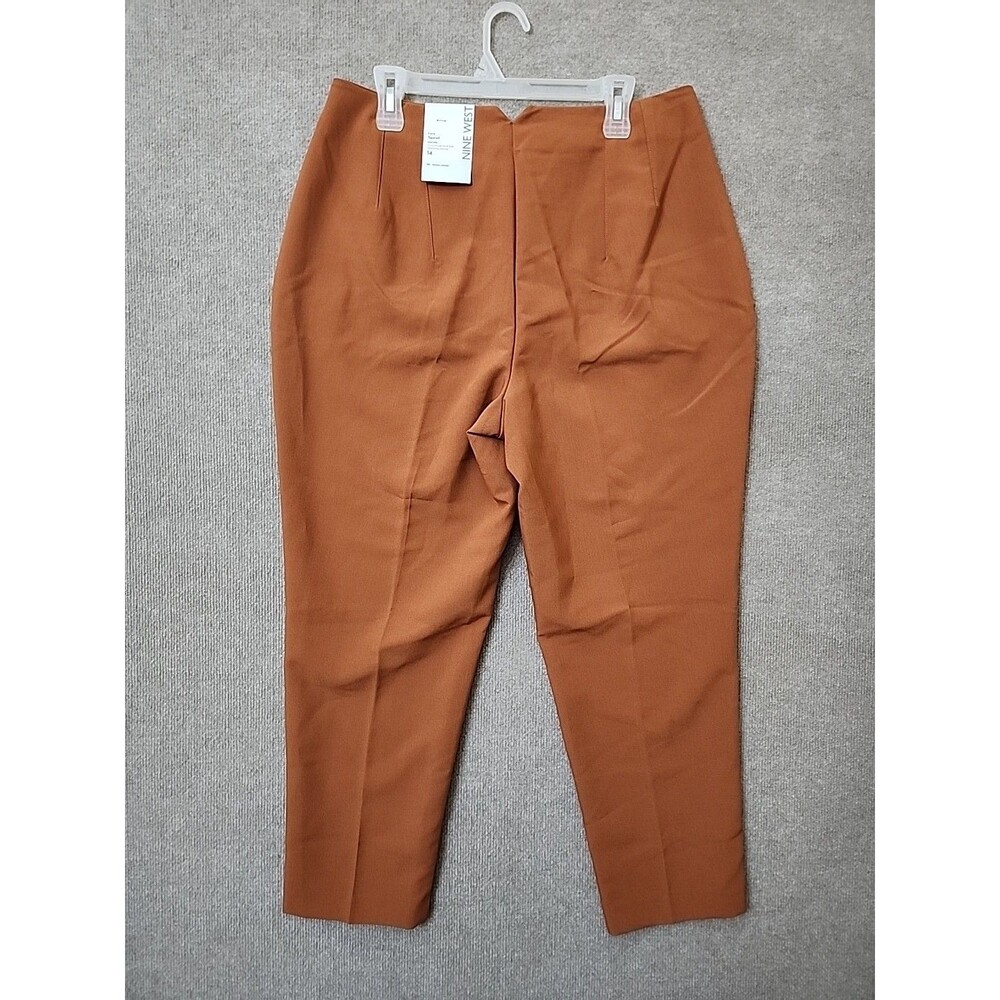Nine West Curvy Tapered Ankle Dress Pants Womens 14 Brown Stretch Career NEW - Picture 5 of 10